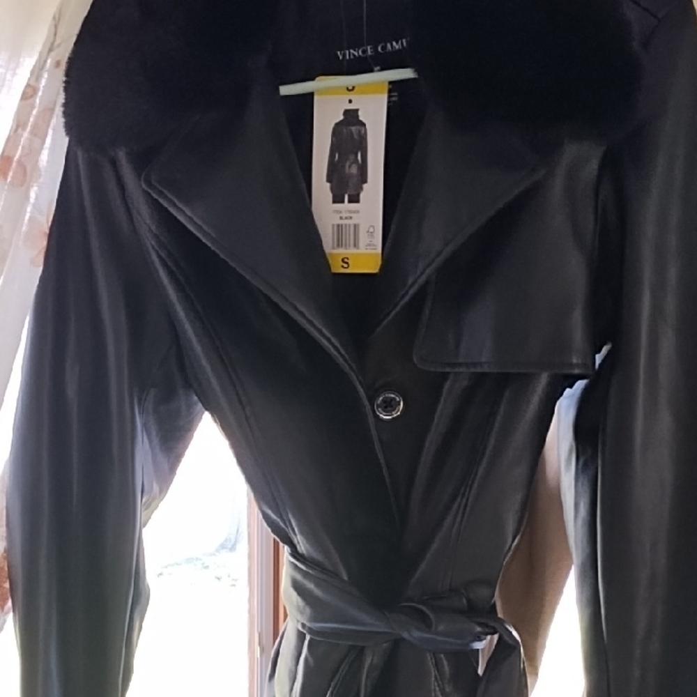 Vince Camuto Sleek Black Trench Coat